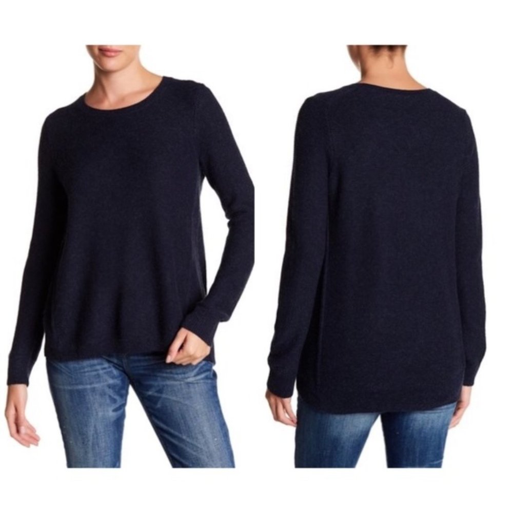 Madewell Riverside Textured Knit Sweater Navy Blue